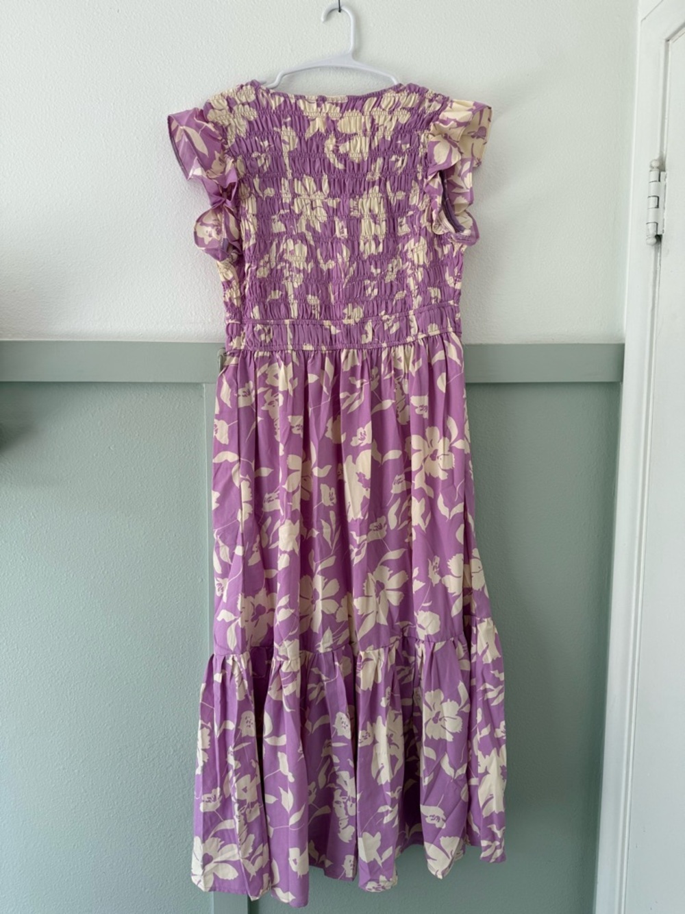 Umgee Lavender Floral Smocked Midi Dress - Picture 4 of 4